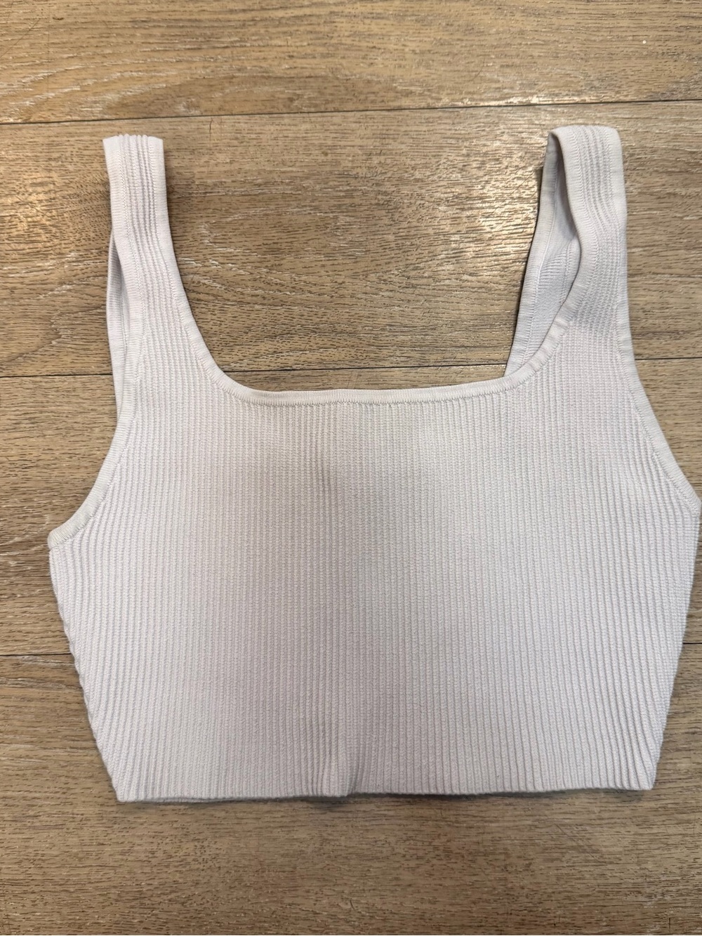 Aritzia Ribbed Square-Neck Crop Tank - Cream size medium